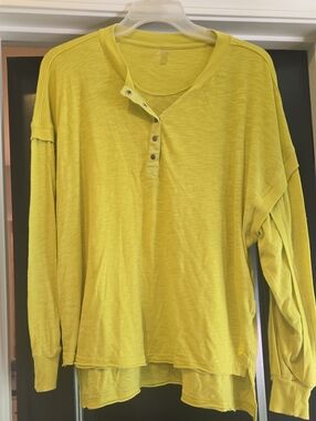 FP Movement by Free People Yellow Long Sleeve Henley Top